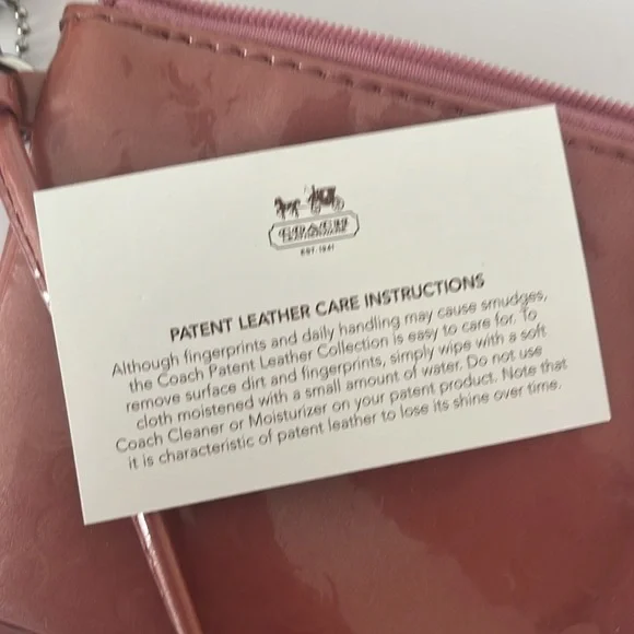 Coach Patent Leather OP Art Embossed Small Wristlet - Pink - Picture 5 of 5
